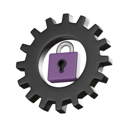 Cyber Security Of Digital Encryption Lock Gear Ensure Data Protection And Online Privacy 3 D Render Illustration 3D Icon