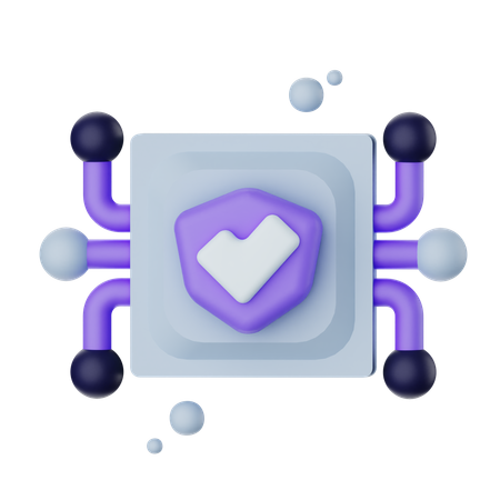 Cyber Security Cpu  3D Icon