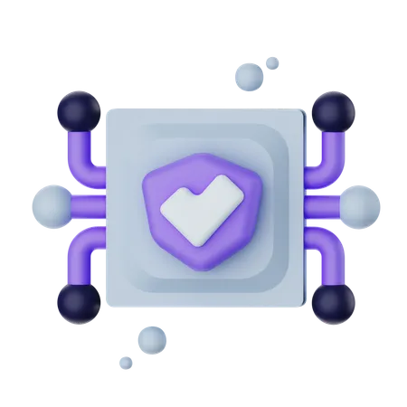 Cyber Security Cpu  3D Icon