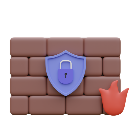 Cyber Security Firewall  3D Icon