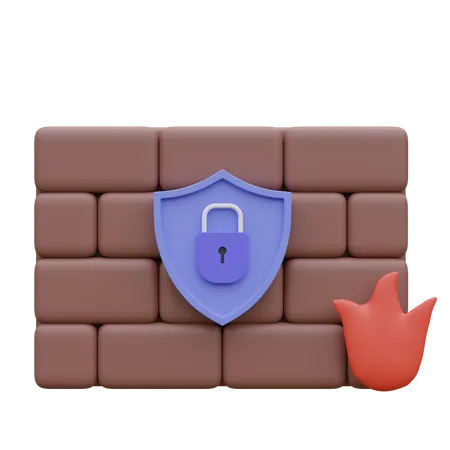 Cyber Security Firewall  3D Icon