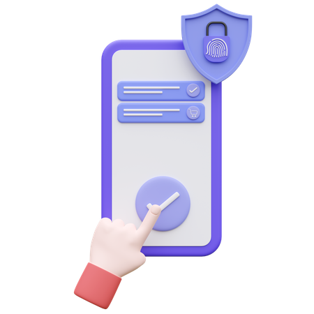 Cyber security for smartphone  3D Icon