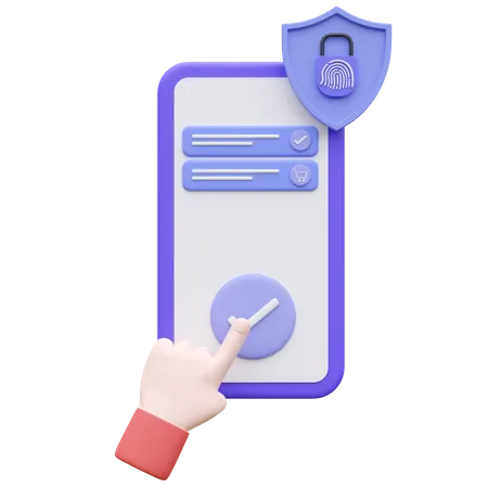 Cyber security for smartphone  3D Icon
