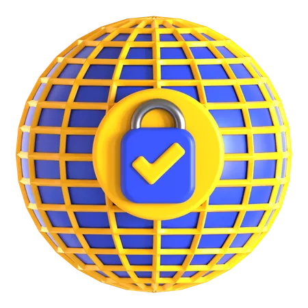 Cyber Security Worldwide  3D Icon