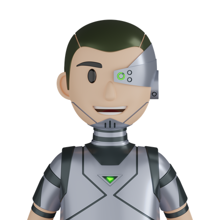 Cyborg Robot Character  3D Icon