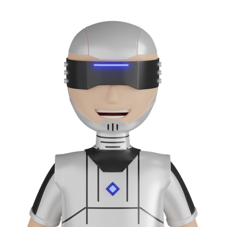 Cyborg Robot Character  3D Icon