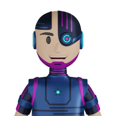 Cyborg Robot Character  3D Icon