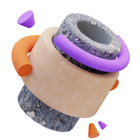 Cylinder And Half Torus Abstract Shape  3D Icon