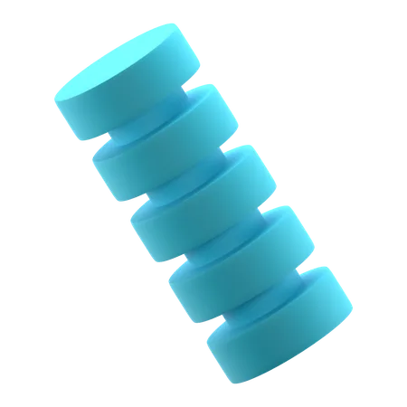 Cylinder Stack Connected  3D Icon