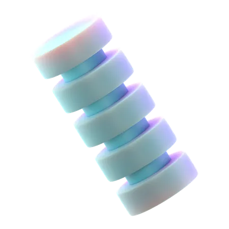 Cylinder Stack Connected  3D Icon