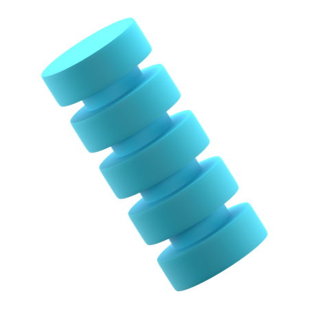 Cylinder Stack Connected  3D Icon
