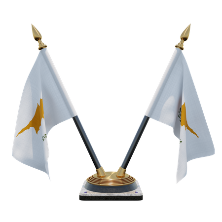 Cyprus Double Desk Flag Stand  3D Flag