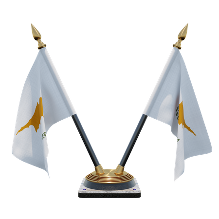 Cyprus Double (V) Desk Flag Stand  3D Icon