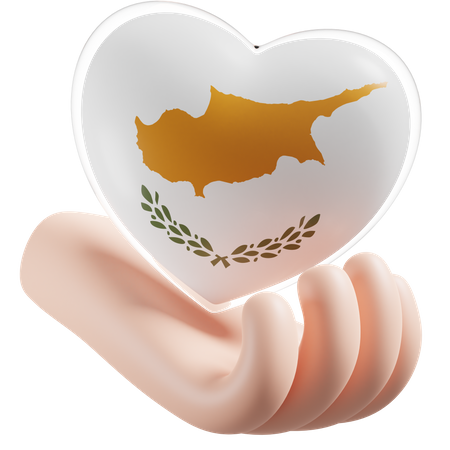 Cyprus Flag Heart Hand Care  3D Icon