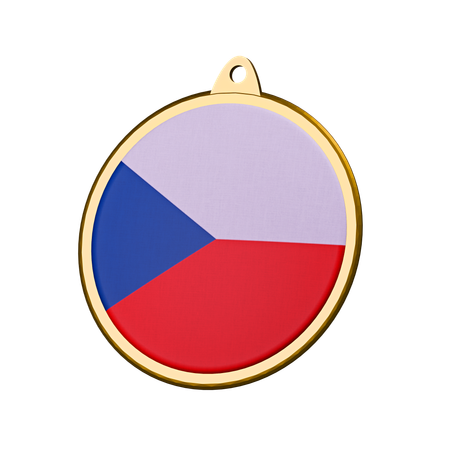 Czech Flag Medal Badge  3D Icon