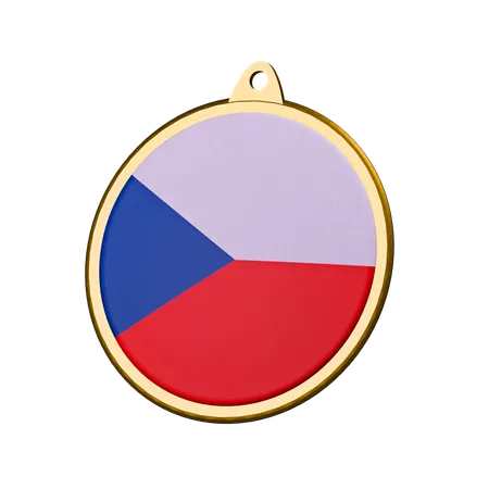 Czech Flag Medal Badge  3D Icon