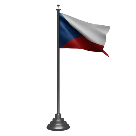 Czech Republic Flag On Pole 3D Illustration