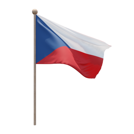 Czech Republic Flag Pole  3D Illustration