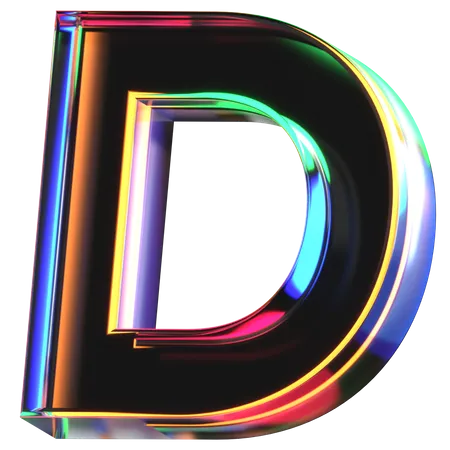 3 D Icon Of A Glass Letter D 3D Icon