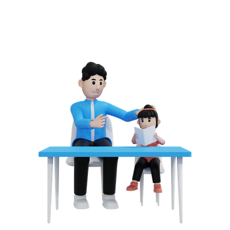 Dad Giving Education To Kid  3D Icon