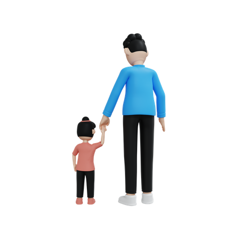 Dad Teaching Walking  3D Icon