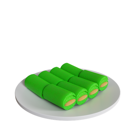 Dadar Gulung On A Plate  3D Icon