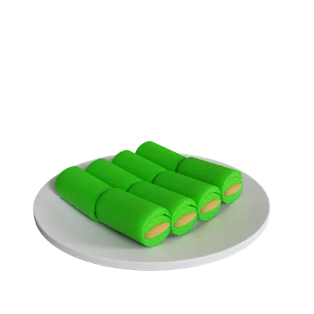 Dadar Gulung On A Plate  3D Icon