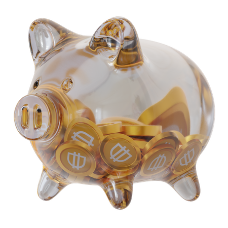 Dai (DAI) Clear Glass Piggy Bank  3D Icon