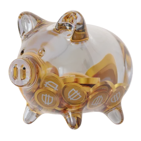 Dai (DAI) Clear Glass Piggy Bank  3D Icon