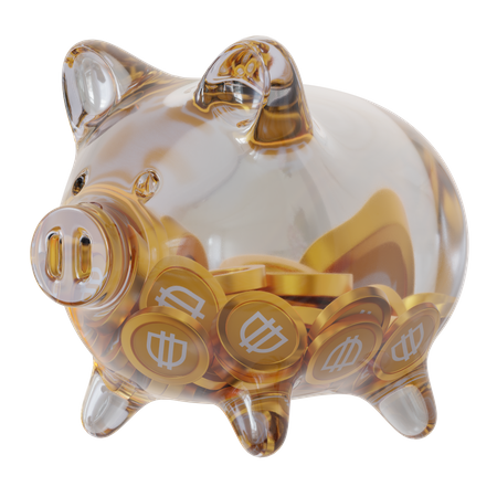 Dai (DAI) Clear Glass Piggy Bank 3D Icon