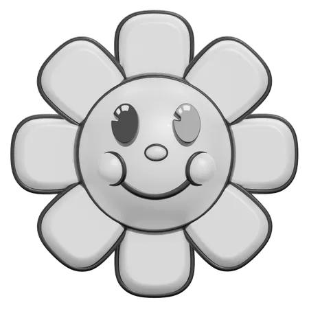 Daisy Flower Smile Face  3D Icon