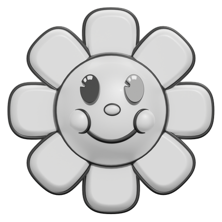 Daisy Flower Smile Face  3D Icon