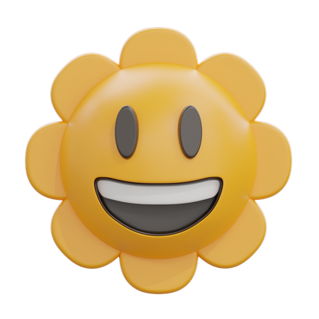 Daisy Flower Smile Face  3D Icon