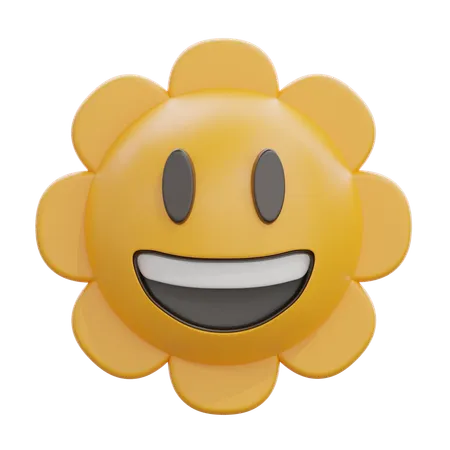 Daisy Flower Smile Face  3D Icon