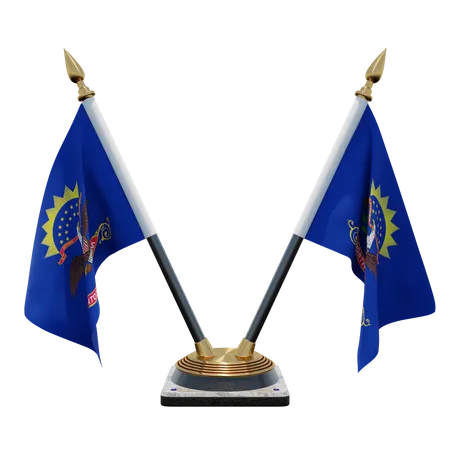 Support de drapeau de bureau double (V) du Dakota du Nord  3D Icon