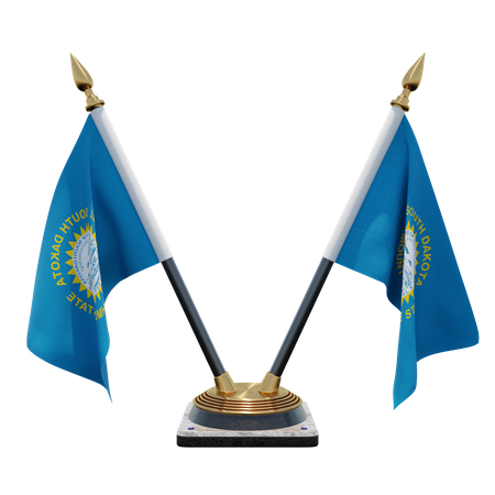 Support de drapeau à double bureau du Dakota du Sud  3D Flag