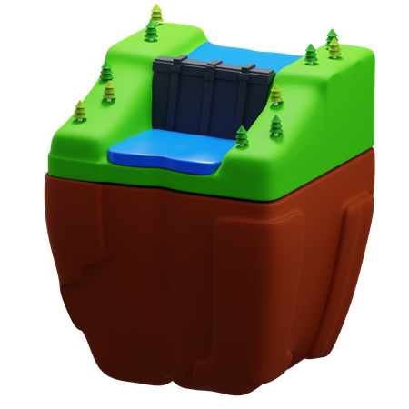 Dam Landscape  3D Icon