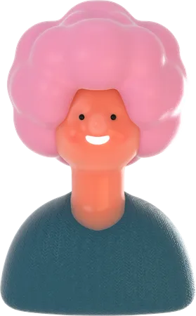 Dama con rizos de pelo rosa  3D Illustration