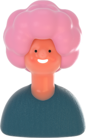 Dama con rizos de pelo rosa  3D Icon