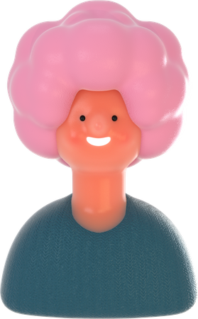 Dame aux boucles de cheveux roses  3D Illustration