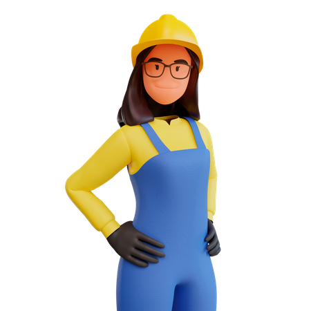 Dame, ouvrier construction, debout  3D Icon
