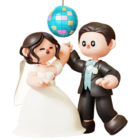 Dança do casal de noivos  3D Illustration