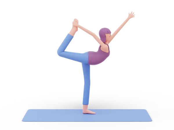 Pose de ioga de dançarina  3D Illustration
