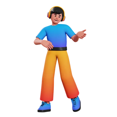 Dance Music Boy  3D Illustration