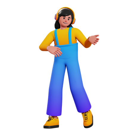 Dance Music Girl  3D Illustration