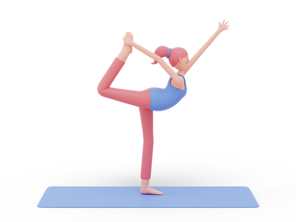 Dancer Yoga Pose  3D Illustration