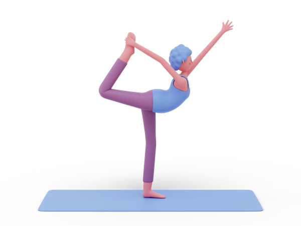 Dancer Yoga Pose 3D Illustration