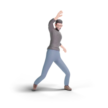 Dancing Hipster man 3D Illustration