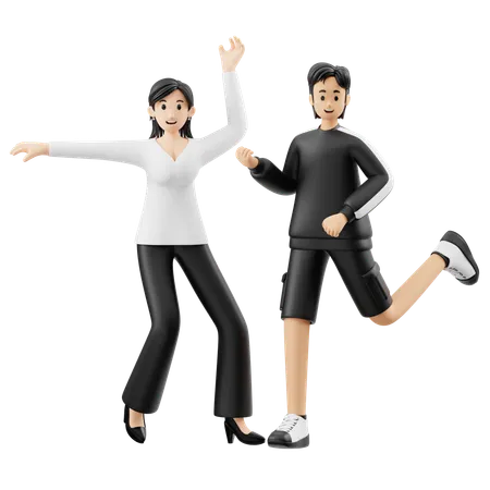 Dancing people  3D Illustration