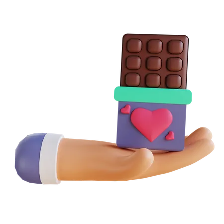 Ilustracao 3 D Amo Chocolate E Mao 2 Adequados Para O Dia Dos Namorados 3D Illustration